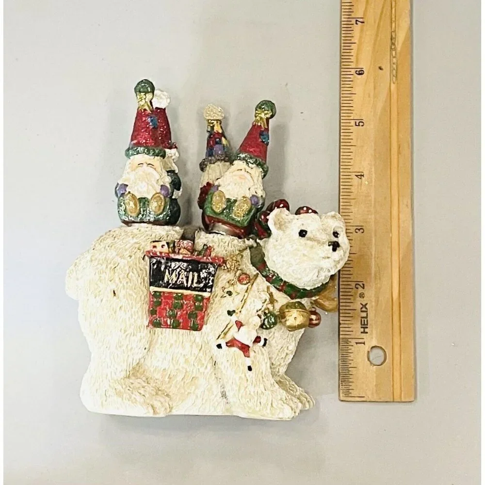 Polar Bear & Santa Cheese Spreaders Set Christmas Mail Delivery Resin Stainless